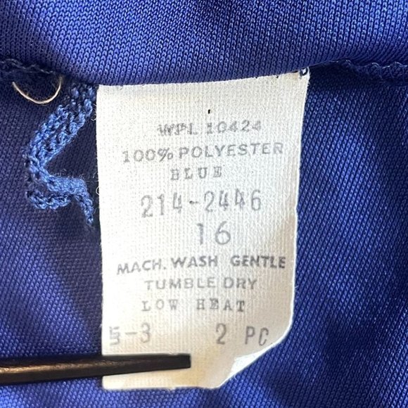 80s Vintage JCPenney Blue Polyester Jumpsuit and Jacket Set with Braided Trim - Picture 9 of 9